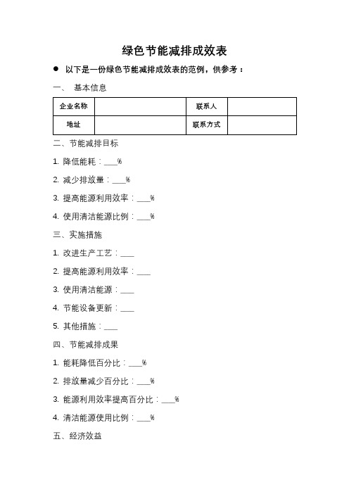 绿色节能减排成效表