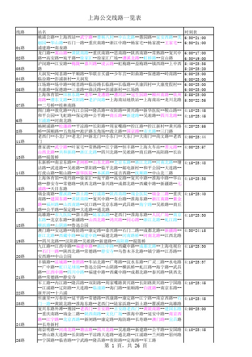 上海公交、地铁线路站名最新大全