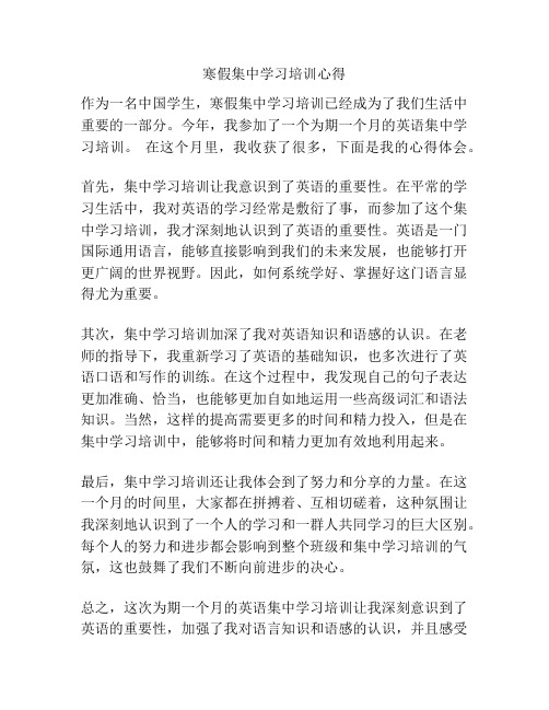 寒假集中学习培训心得