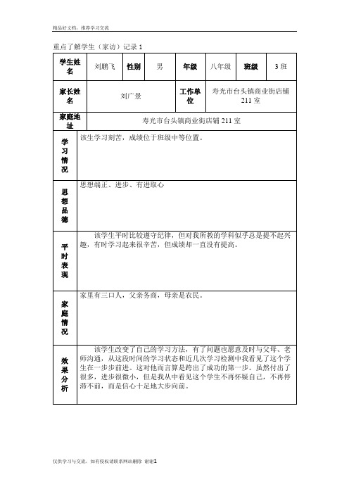 最新了解学生情况记录