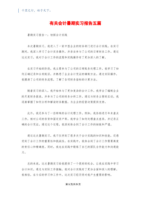 有关会计暑期实习报告五篇