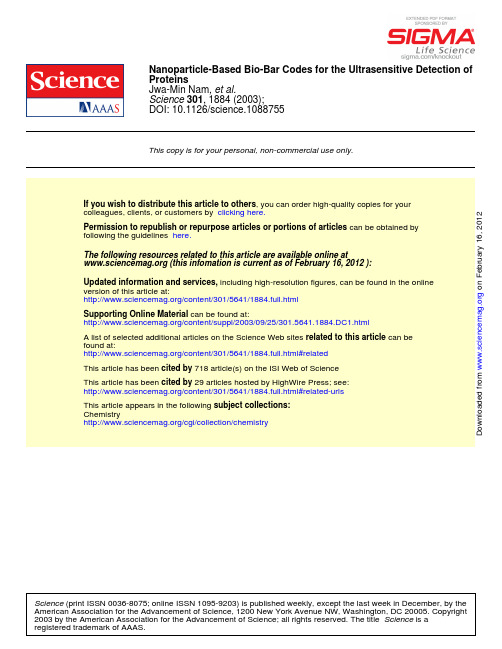 2003-Nanoparticle-based bio-bar codes for the ultrasensitive detection of proteins