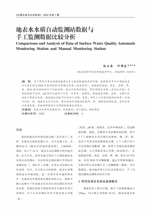 地表水水质自动监测站数据与手工监测数据比较分析