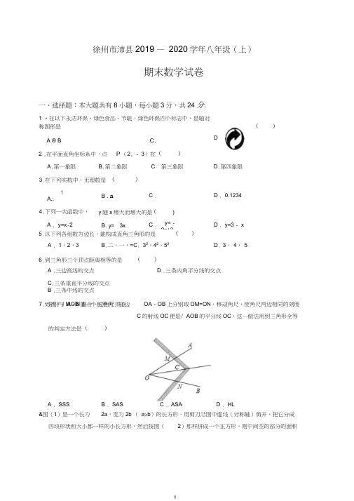 【推荐】徐州市沛县2019-2020学年八年级数学(上)期末试卷及答案.doc