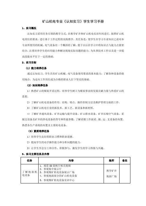 矿山机电专业《认识实习》学生学习手册(DOC)