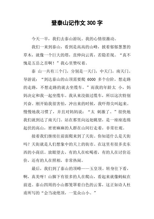 登泰山记作文300字