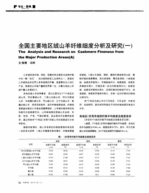 全国主要地区绒山羊纤维细度分析及研究(一)