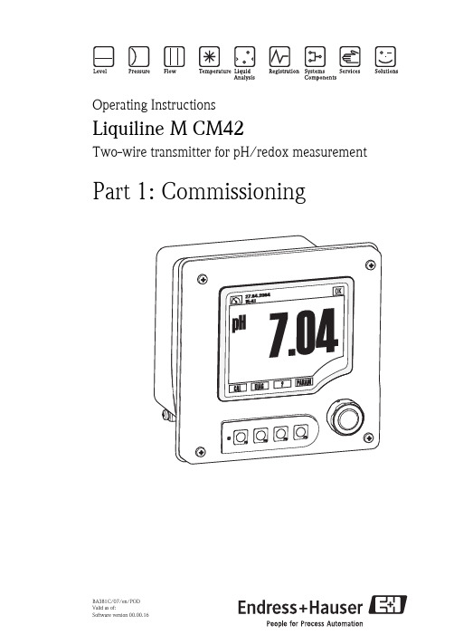 E+H水分析通用变送器CM42调试手册(英文)