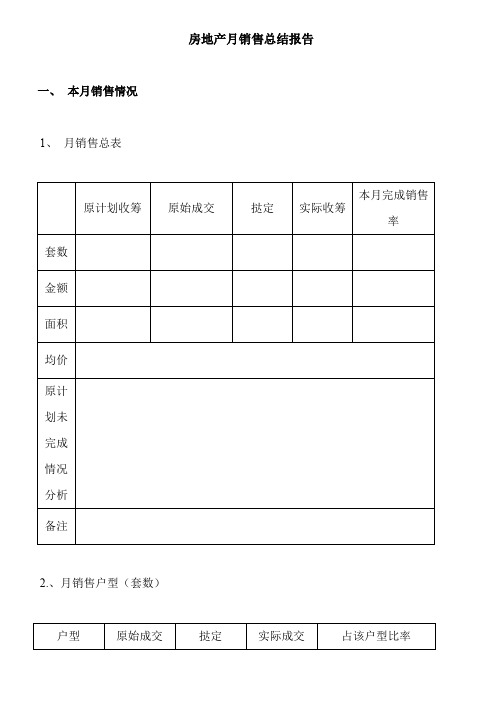 房地产月销售总结报告