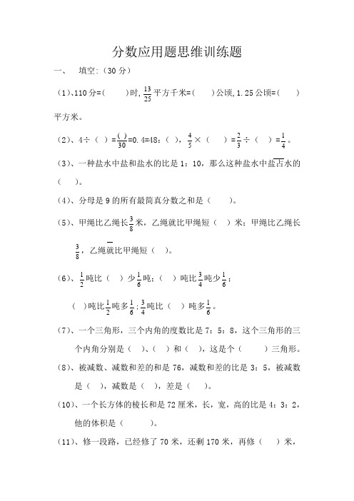 分数应用题思维训练题