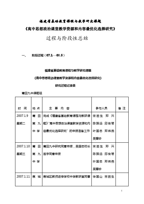 福建省基础教育课程与教学研究课题