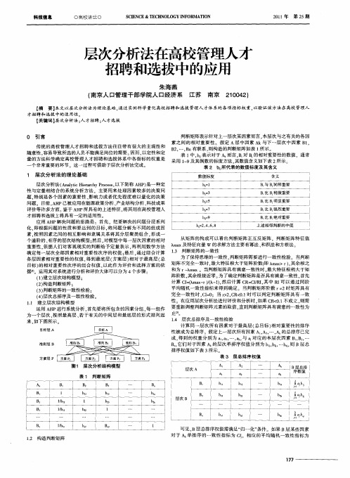 层次分析法在高校管理人才招聘和选拔中的应用