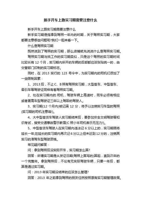 新手开车上路实习期需要注意什么