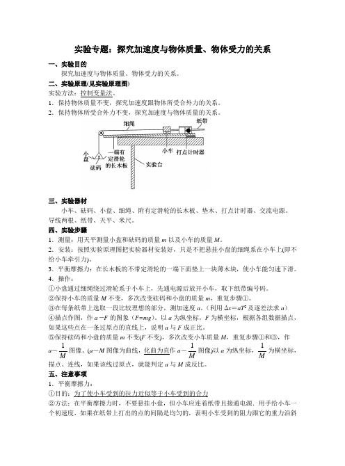 实验专题探究加速度与物体质量、物体受力的关系