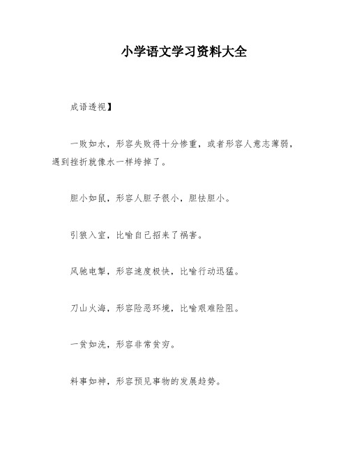 小学语文学习资料大全