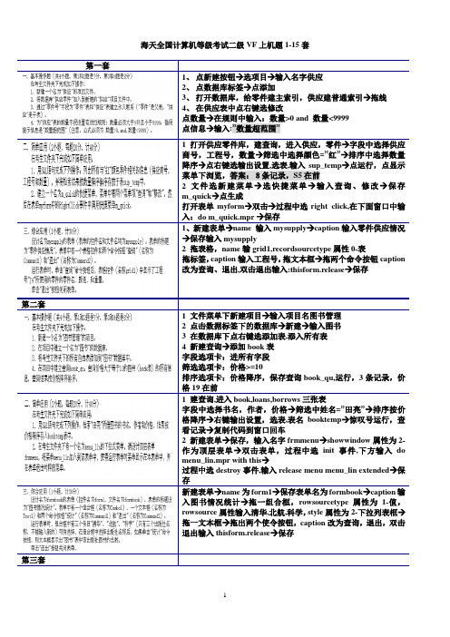 海天全国计算机等级考试二级VF上机题1-15套