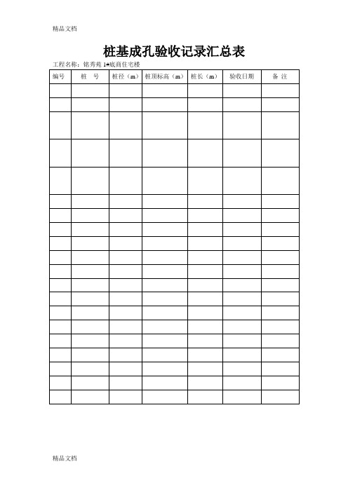 最新桩基成孔验收记录汇总表