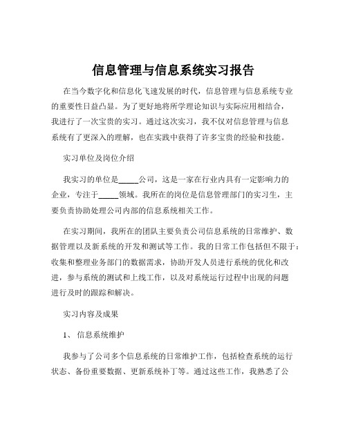 信息管理与信息系统实习报告