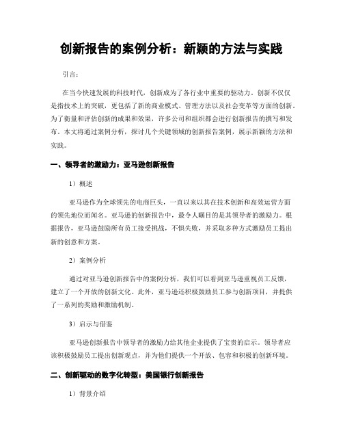 创新报告的案例分析：新颖的方法与实践