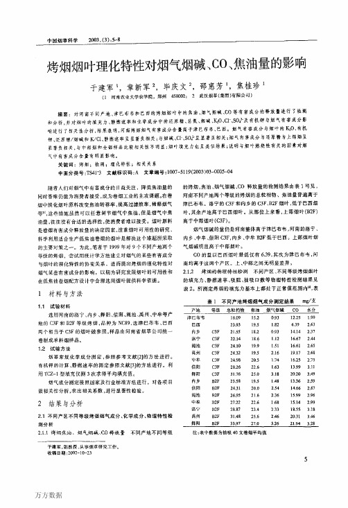 烤烟烟叶理化特性对烟气烟碱、CO、焦油量的影响