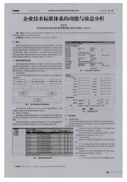 企业技术标准体系的功能与效益分析