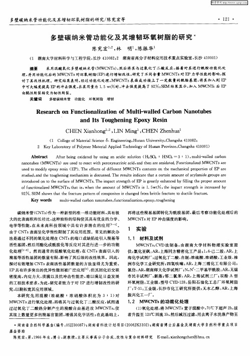 多壁碳纳米管功能化及其增韧环氧树脂的研究