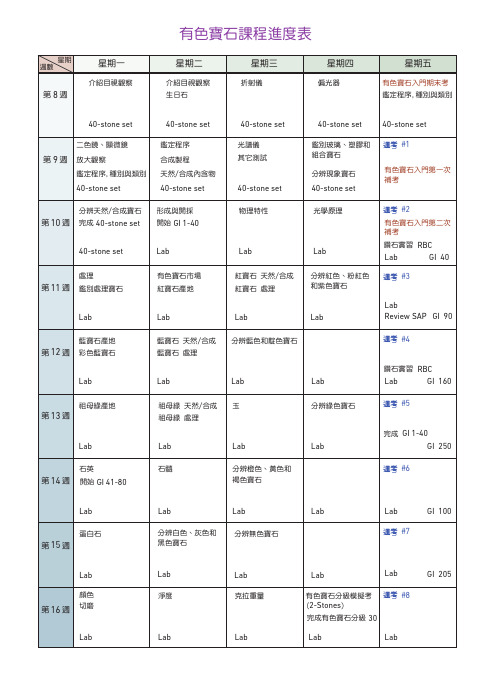 有色宝石课程进度表