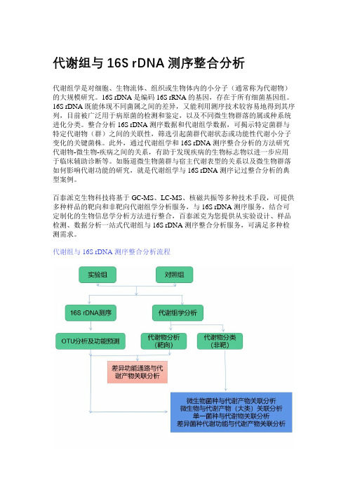 代谢组与16S rDNA测序整合分析