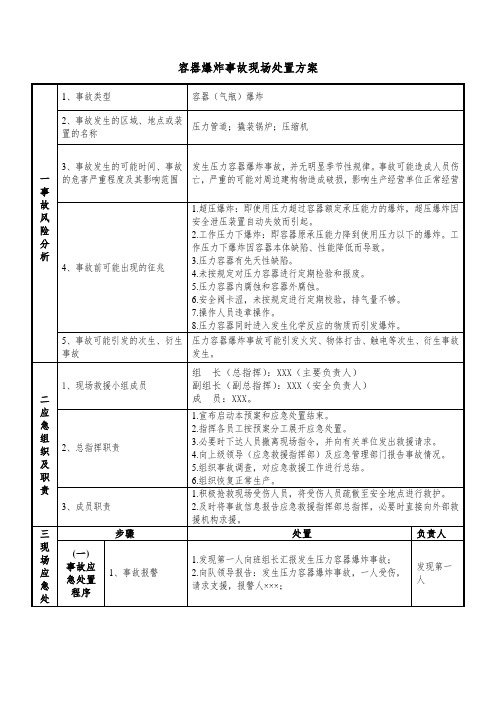 容器爆炸事故现场处置方案