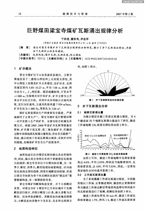 巨野煤田梁宝寺煤矿瓦斯涌出规律分析