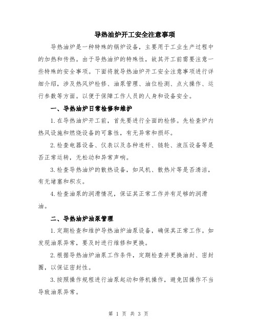 导热油炉开工安全注意事项