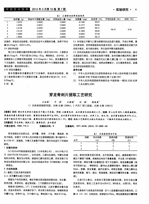 穿龙骨刺片提取工艺研究