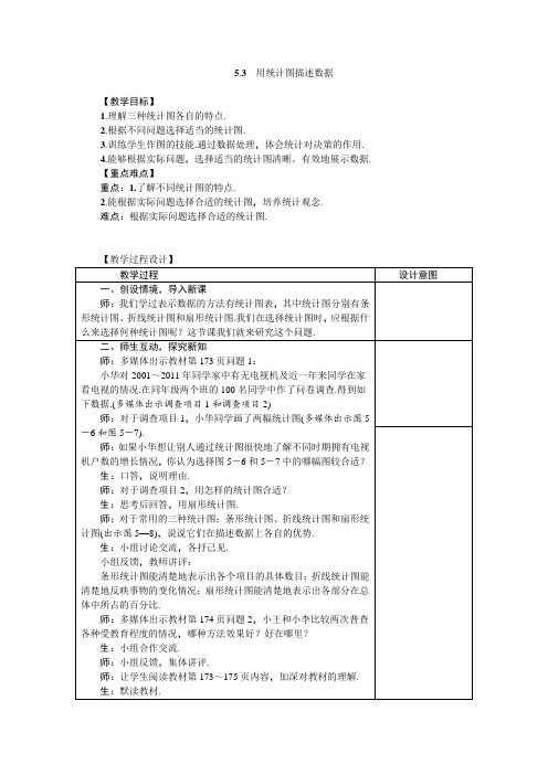 【沪科版】七年级数学上册教案： 5.3 用统计图描述数据  教案