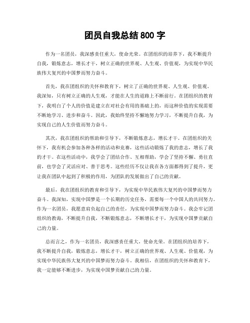 团员自我总结800字