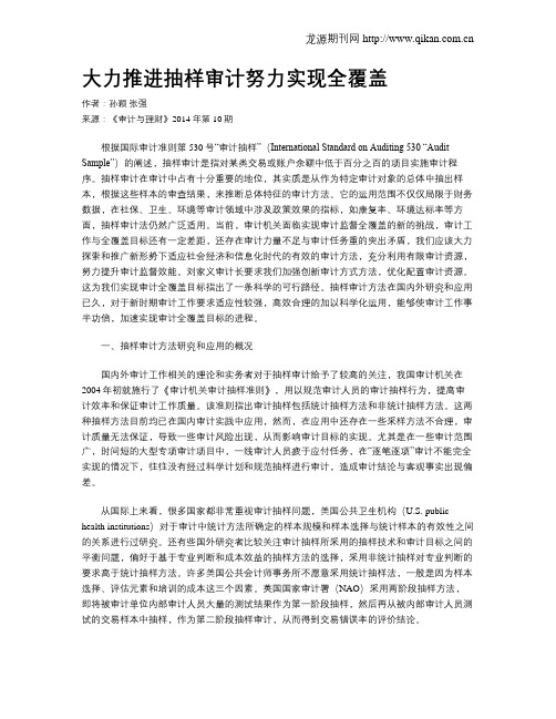 大力推进抽样审计努力实现全覆盖