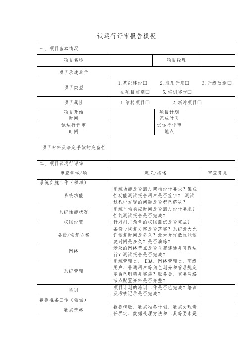 试运行评审模板