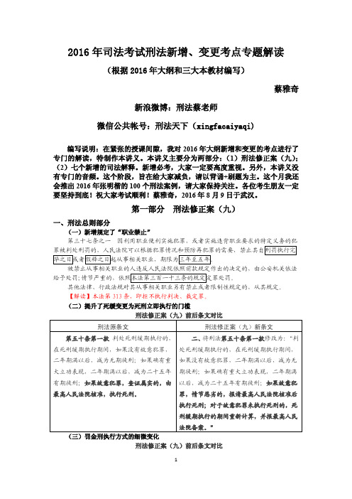 2016年司考刑法新增、变更的考点