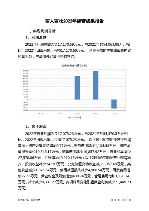 605136丽人丽妆2022年经营成果报告