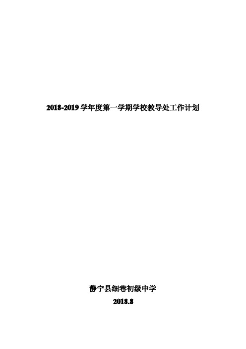 2018年秋季学期教导处工作计划