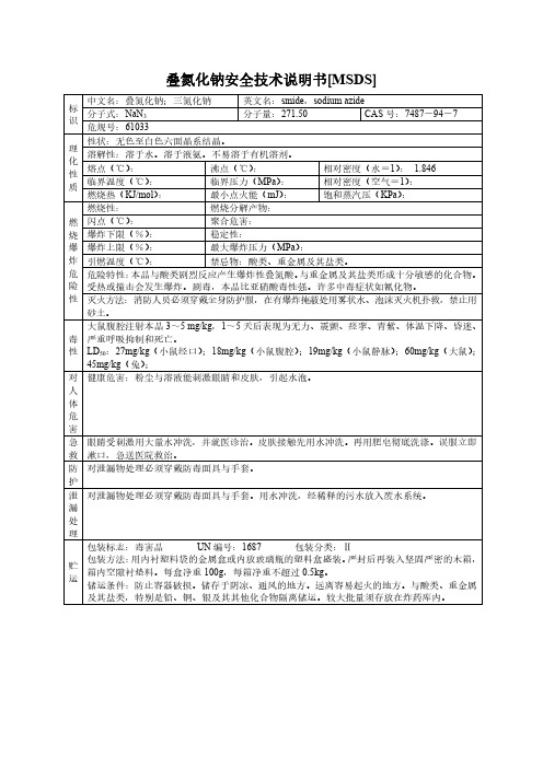 叠氮化钠安全技术说明书[MSDS]