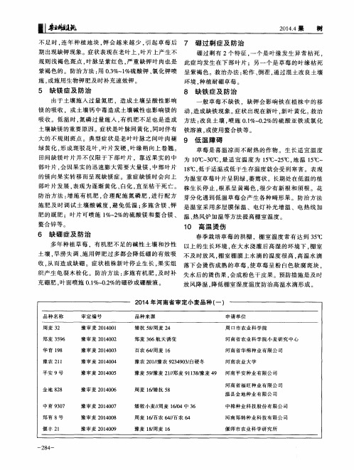 2014年河南省审定小麦品种(一)