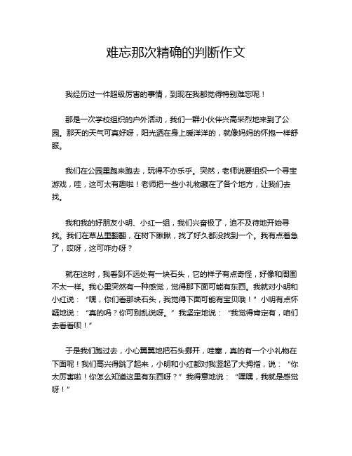 难忘那次精确的判断作文