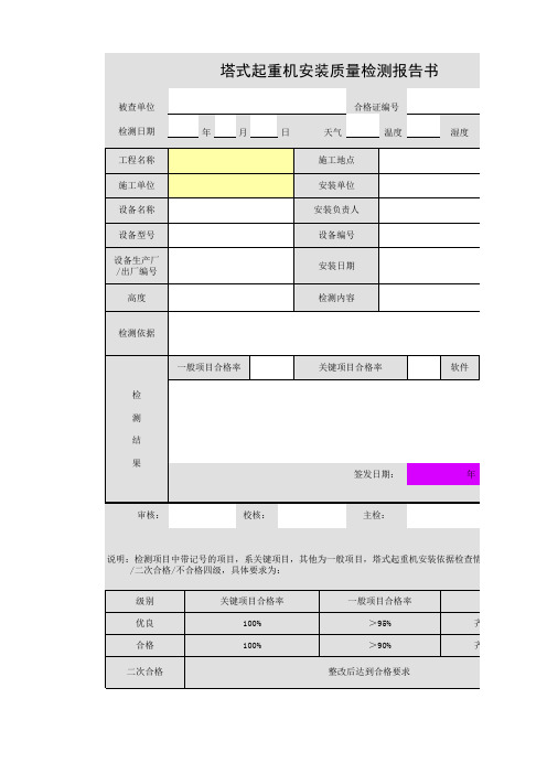 塔式起重机安装质量检测报告书