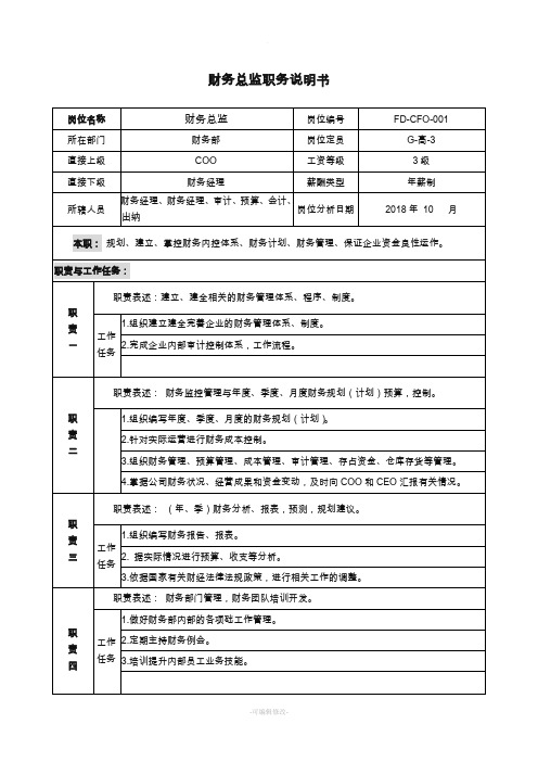 财务总监职务说明书