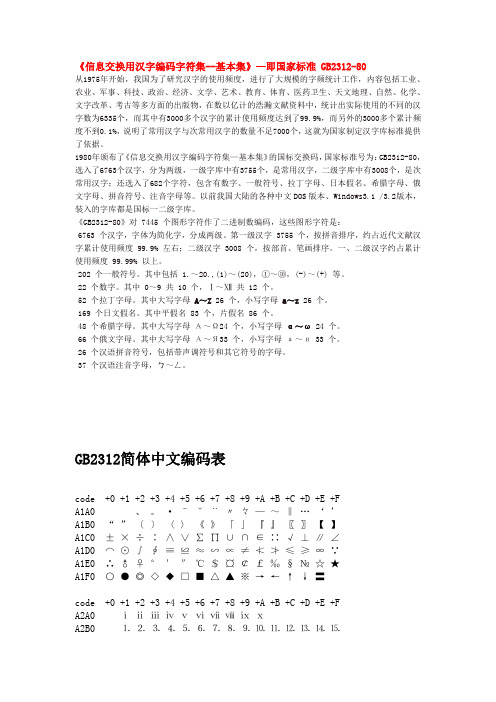 信息交换用汉字编码字符集