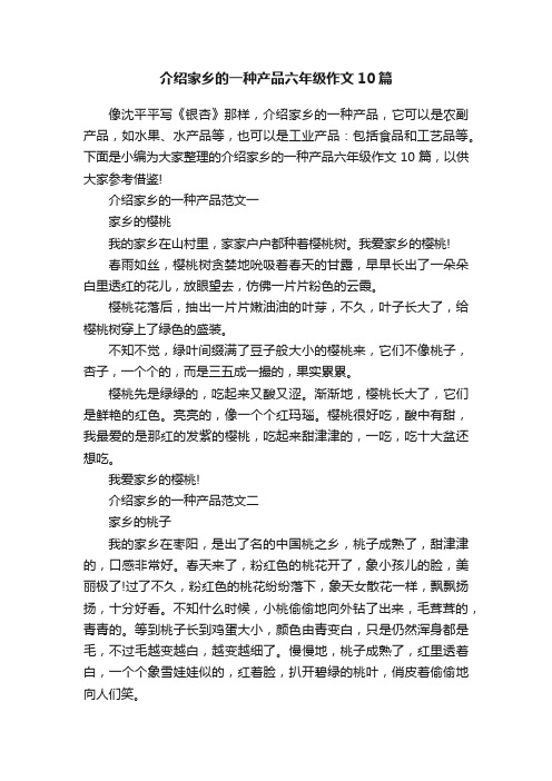 介绍家乡的一种产品六年级作文10篇