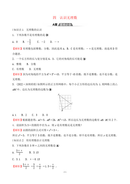 2022年北师大版八年级上册数学考点培优训练 考点四 认识无理数