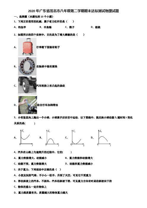 2020年广东省茂名市八年级第二学期期末达标测试物理试题含解析