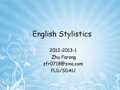 Lecture 1 Stylistcis