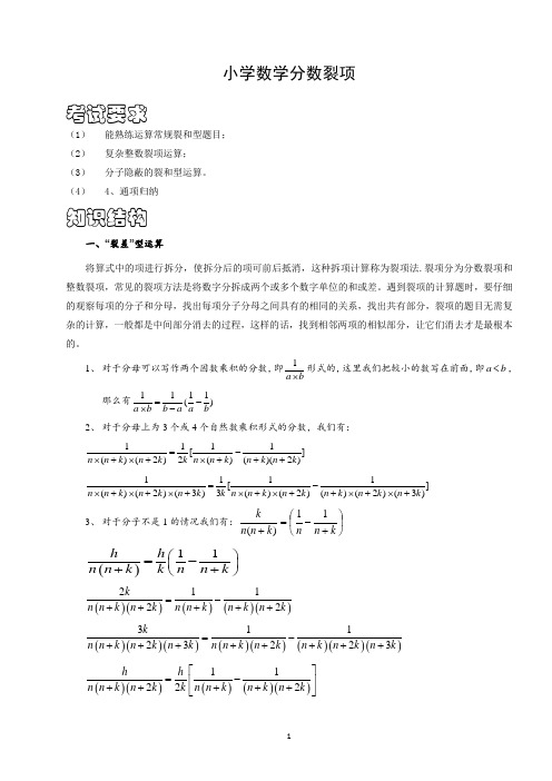 小学数学分数裂项